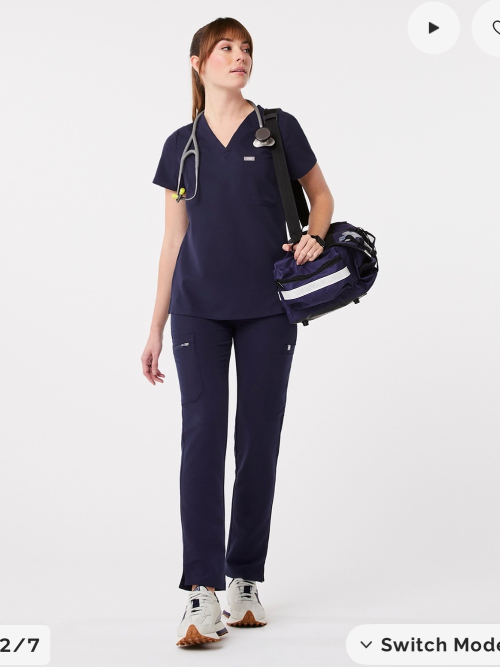 Figs Navy Straight Leg Scrub Set